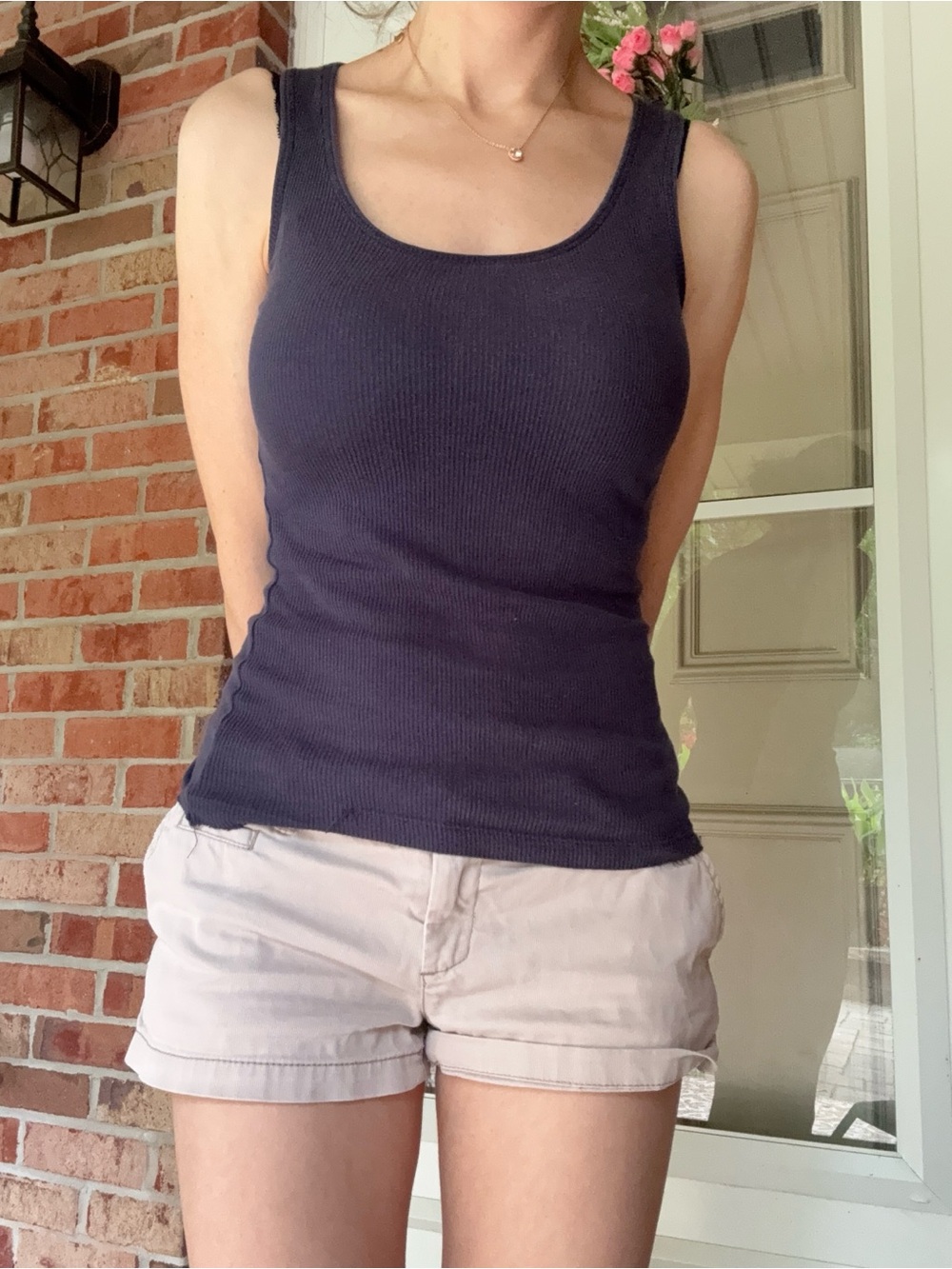 Miley Cyrus Max Navy Ribbed Scoop Neck Tank Top Vintage 2006